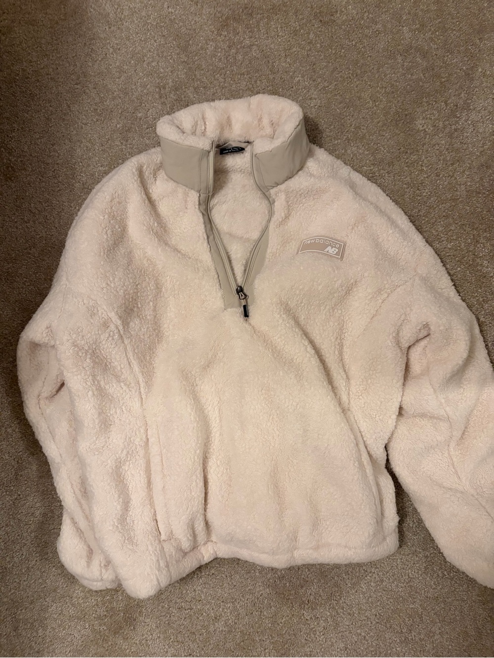 New Balance Cream Sherpa Zip Jacket